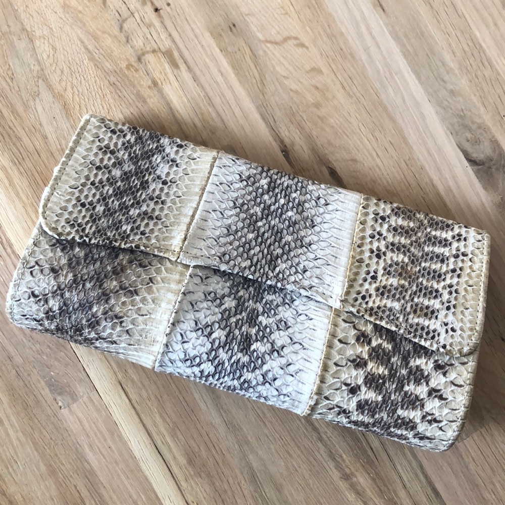 Genuine snake skin clutch purse